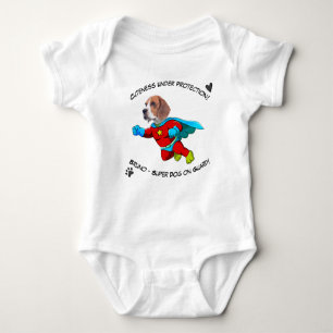 Funny Face Cute baby Protected by Superdog Funny Baby Bodysuit