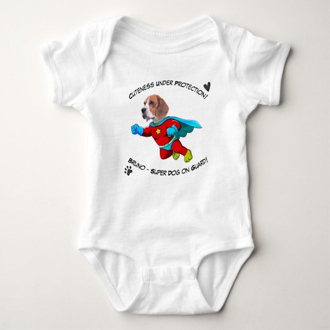 Funny Face | Cute baby Protected by Superdog Funny Bodysuit (Front)