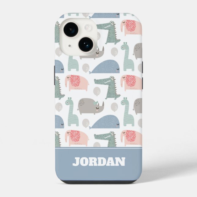 Funny Face Cute Doodle Animal Pattern iPhone Case (Back)