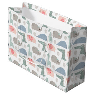 Funny Face Cute Doodle Animal Pattern Large Gift Bag