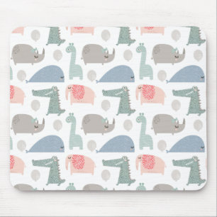 Funny Face Cute Doodle Animal Pattern Mouse Pad
