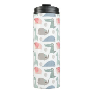Funny Face Cute Doodle Animal Pattern Thermal Tumbler