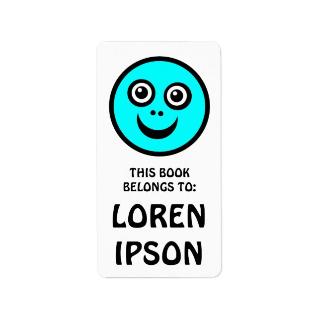 Funny Face - Cyan - Book Plate Label (Front)