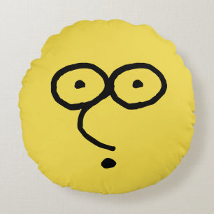 Funny Face Drawing Round Cushion