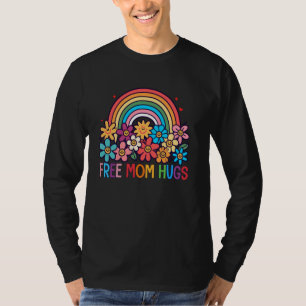 Funny Face Flower Free Mum Hugs, Rainbow Gay Pride T-Shirt