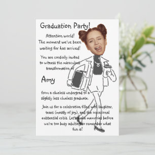 Funny Face   Fun & Unique Photo Graduation Party Invitation