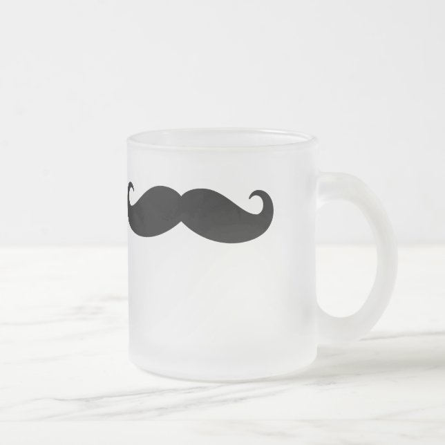 Funny Face Moustache Moustache Facial Hair Pattern Frosted Glass Coffee Mug (Right)