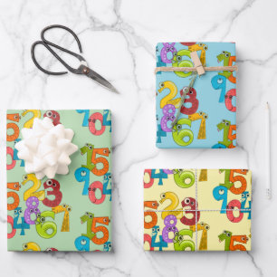 Funny Face Numbers Design Wrapping Paper