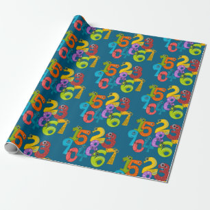 Funny Face Numbers Design Wrapping Paper