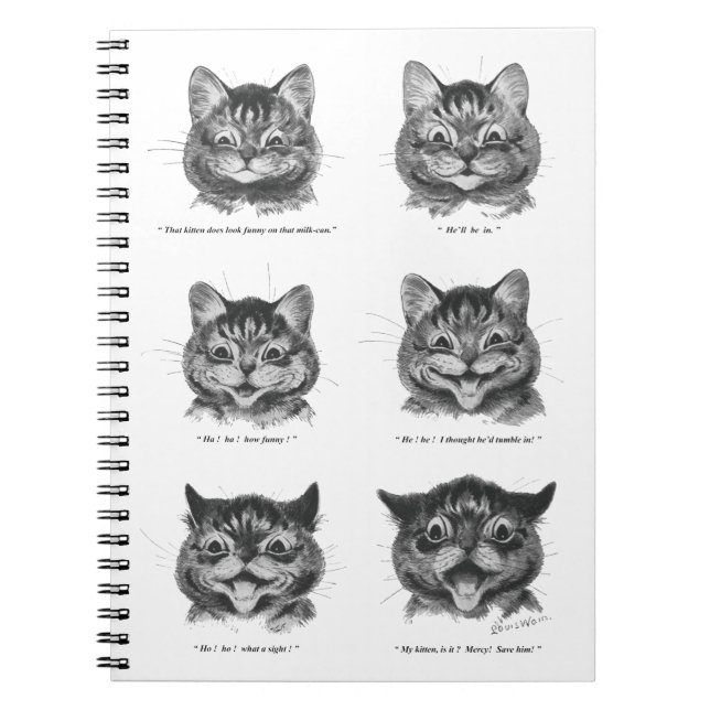 Funny Face of Cat, Louis Wain Notebook (Front)