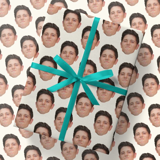 Funny Face or Pet Photo Ecru Gift Wrapping Paper (Creator Uploaded)