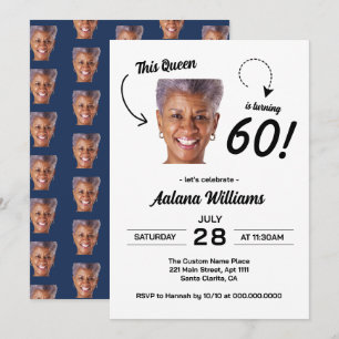 Funny Face Photo 60th Birthday Party Women Invitation