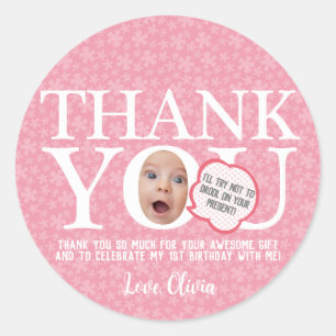 Funny face photo birthday party thank you Sticker