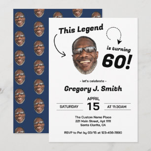 Funny Face Photo Men 60th Birthday Party Invitation
