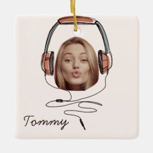 Funny Face   Photo Name Listen to the Music Fun Ceramic Ornament