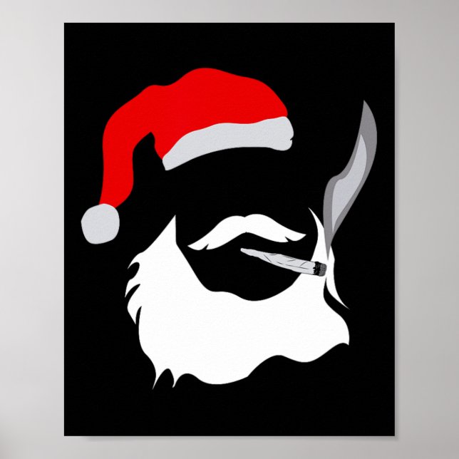 Funny Face Santa Clause Smoking Weed Christmas  Poster (Front)