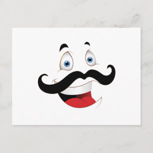 Funny Face with Moustache Postcard