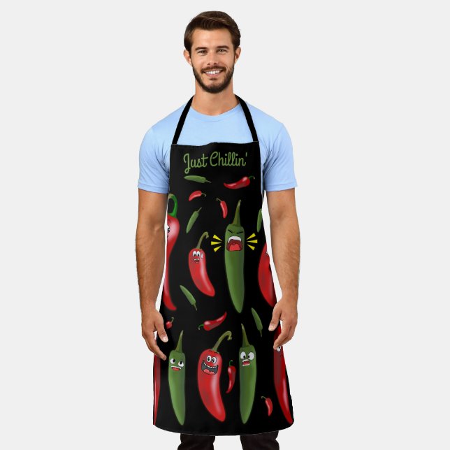 Funny faces chilli chile peppers Mexican southwest Apron (Worn)
