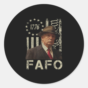 Funny Fafo Trump Photo Usa Flag Retro Distressed  Classic Round Sticker
