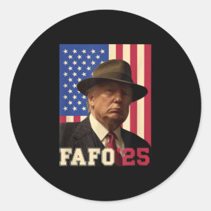 Funny Fafo Trump Photo Usa Flag Retro Vintage  Classic Round Sticker