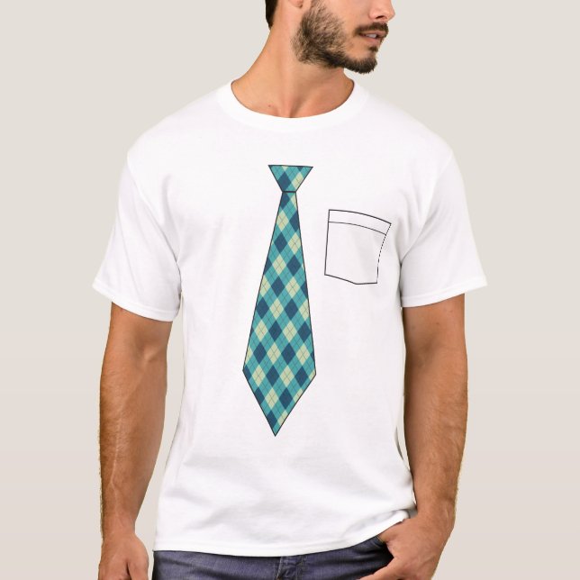 Funny Fake Argyle Necktie Shirt (Front)