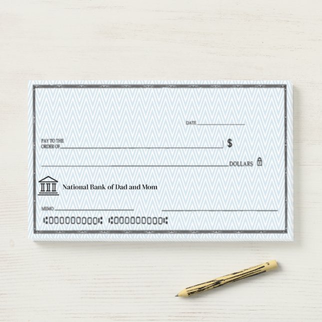 Funny Fake Blank Check Personalize  Post-it Notes (On Desk)