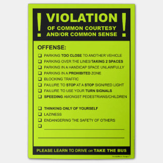 Funny Fake Parking Ticket Driving Citation Post-it Notes