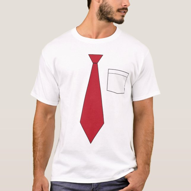 Funny Fake Red Necktie Shirt (Front)