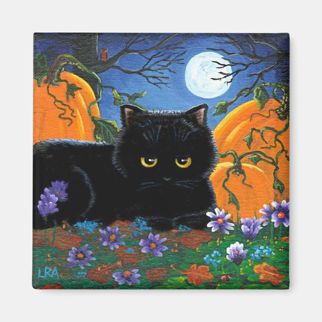 Funny Fall Cats Moon Creationarts Magnet (Front)