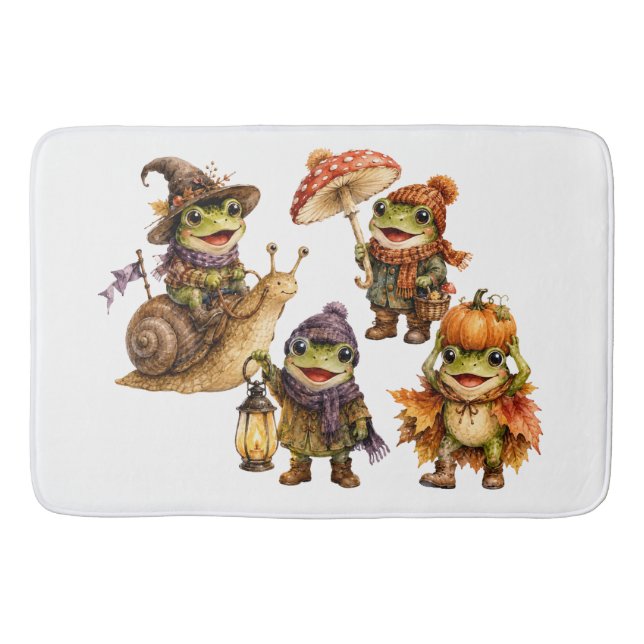 Funny Fall Frogs Bath Mat (Front)