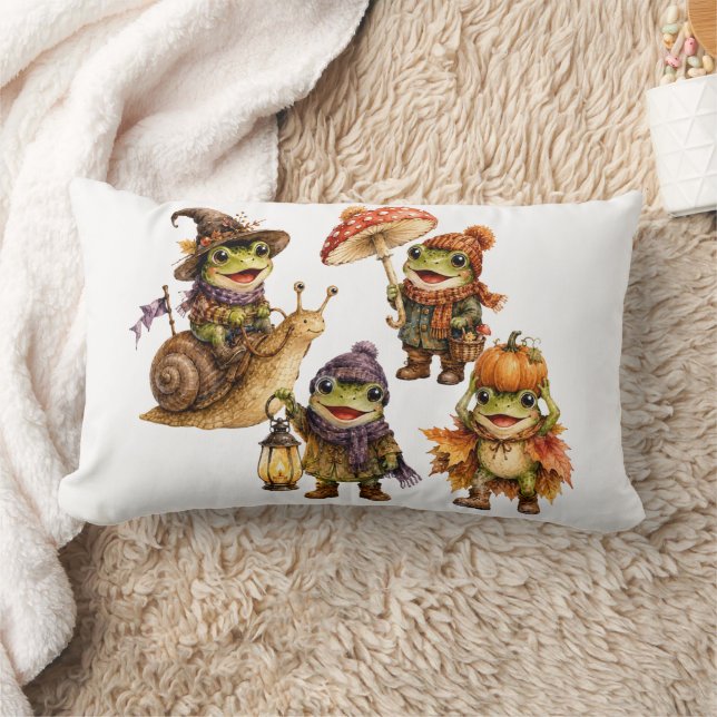 Funny Fall Frogs Lumbar Cushion (Blanket)