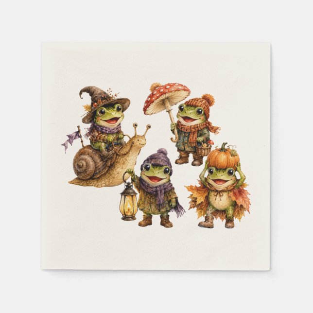 Funny Fall Frogs Napkin (Front)