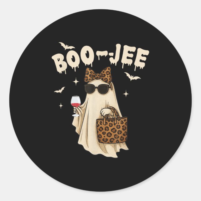 Funny Fall Halloween Ghost Boujee Boo Jee Soky Sea Classic Round Sticker (Front)