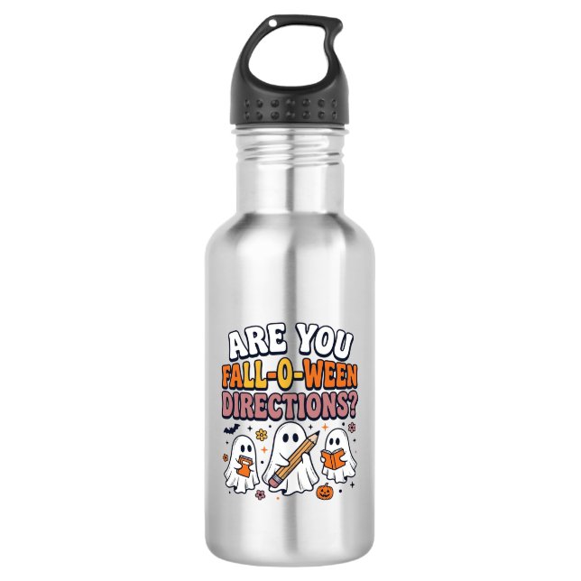 Funny Fall Halloween Teacher Ghost Directions Shir 532 Ml Water Bottle (Front)
