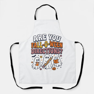 Funny Fall Halloween Teacher Ghost Directions Shir Apron
