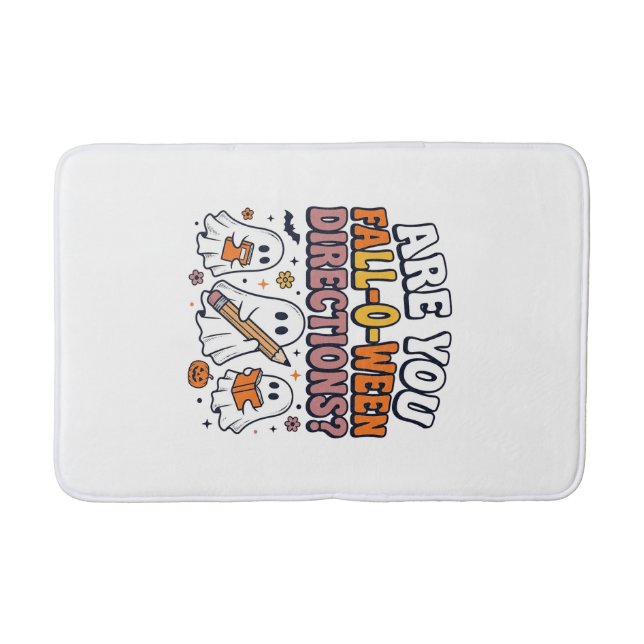 Funny Fall Halloween Teacher Ghost Directions Shir Bath Mat (Front)