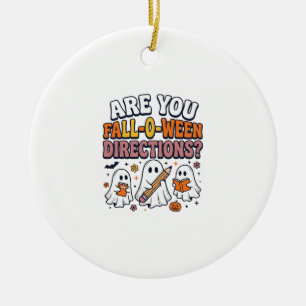 Funny Fall Halloween Teacher Ghost Directions Shir Ceramic Tree Decoration