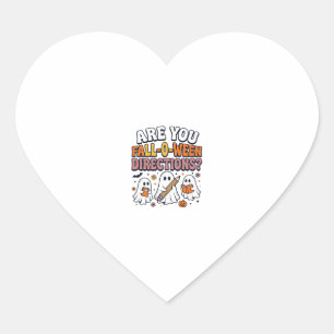 Funny Fall Halloween Teacher Ghost Directions Shir Heart Sticker