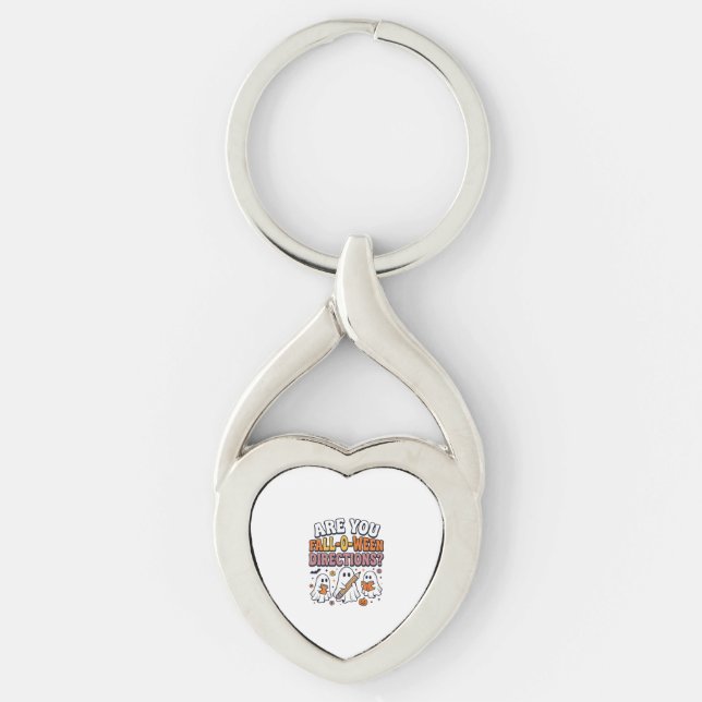 Funny Fall Halloween Teacher Ghost Directions Shir Key Ring (Front)