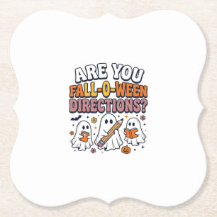 Funny Fall Halloween Teacher Ghost Directions Shir Paper Coaster