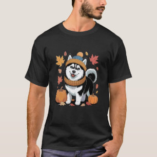 Funny Fall Husky Pumpkins Thanksgiving Cosy pet Lo T-Shirt