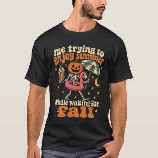 Funny Fall Lover Autumn Summer Pumpkin Skeleton T-Shirt