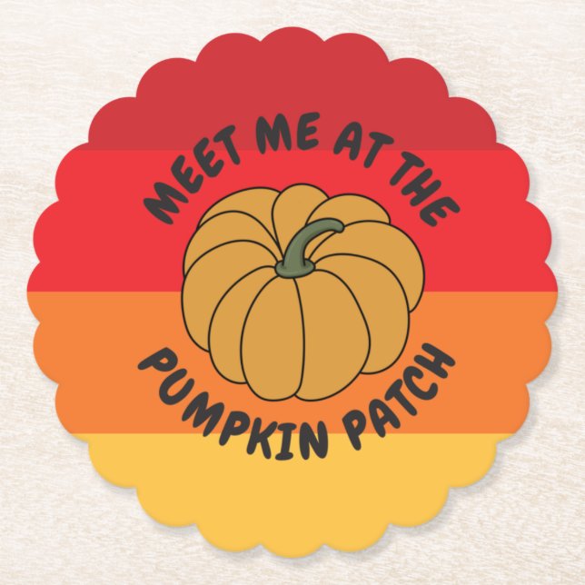 Funny Fall Pumpkin Paper Coaster (Front)