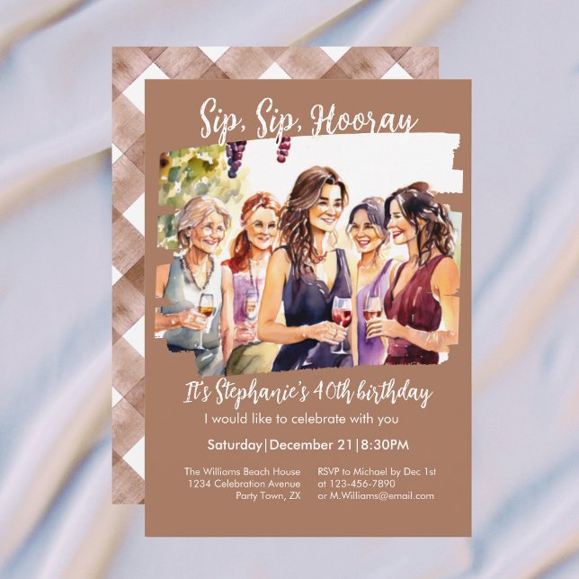 Funny Fall Wine Tasting Woman's 40th Birthday Invitation (Creator Uploaded)