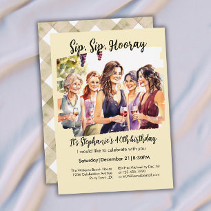 Funny Fall Wine Tasting Woman's 40th Birthday Invitation