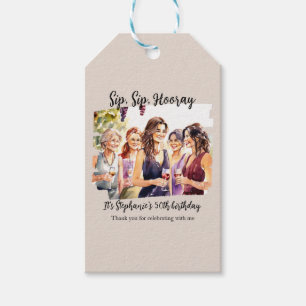 Funny Fall Wine Tasting Woman's 50th Birthday Gift Tags