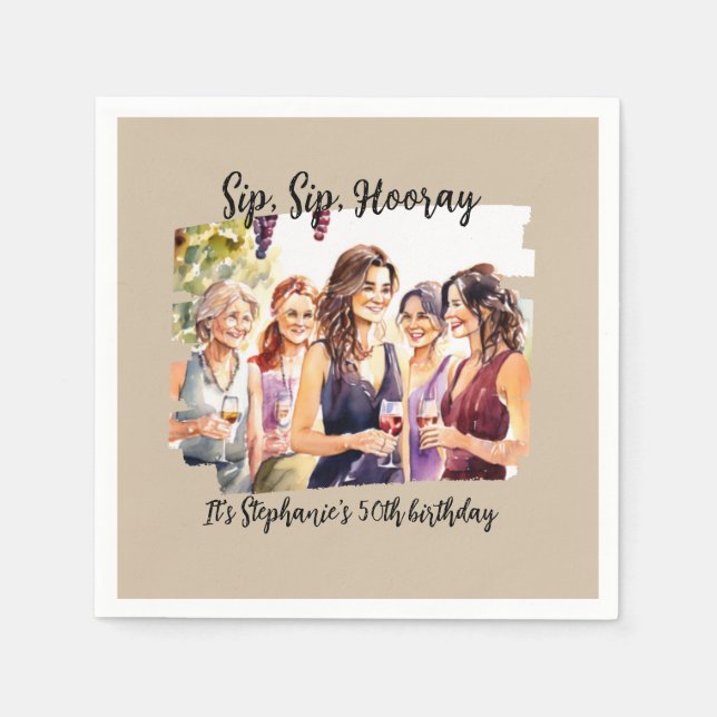 Funny Fall Wine Tasting Woman's 50th Birthday Napkin (Front)
