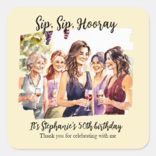 Funny Fall Wine Tasting Woman's 50th Birthday Square Sticker