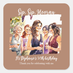 Funny Fall Wine Tasting Woman's 50th Birthday Square Sticker