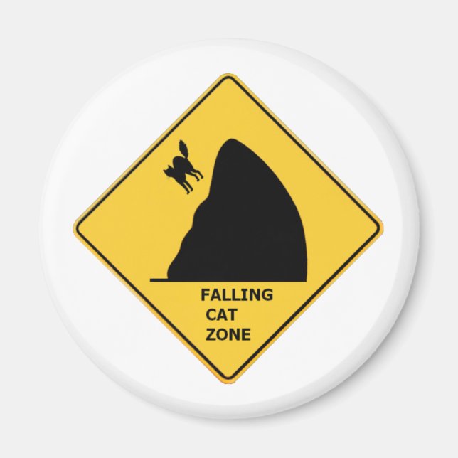 Funny Falling Cat Zone Sign Magnet (Front)